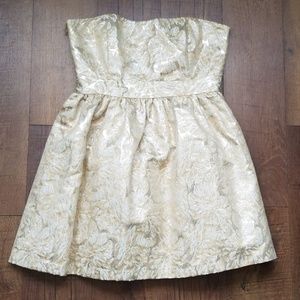 Gold Strapless Cocktail Dress